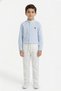 Boys' 2-Piece Set: Stand-Up Collar Buttoned Long Sleeve Shirt - Regular Leg Pants with Tie at the Waist