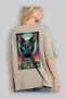 For the Love of Cats 66 Cats Printed Beige Oversize T-Shirt 100% Cotton Unisex Cat Lover Premium Design - 3