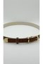 Women's Minimal Elegant Gold Three-Part Buckle Curved 2.5 cm Double Color Contrast Stitched Belt Pants Dress Coat Matching - 4