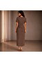 Women's Polka Dot Modal Fabric Side Tie Short Sleeve Maxi Dress - 4