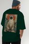 For the Love of Cats 2 Cats Printed Green Oversize T-Shirt 100% Cotton Unisex Cat Lover Premium Design - 7