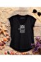 Mermaid S Ardalya Printed Black V-Neck Flared Cotton T-Shirt