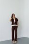 Women's two-piece set with zipper, stone, and stripe detail - 2
