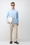 Baby Blue Hakim Collar Cotton Men's Shirt - 2