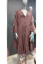 Muslin Stand Collar Buttoned Front Flounce Sleeve Women's Summer Dress - 5