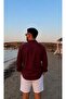 Men's Burgundy Easy-Iron 100% Cotton Linen-Look Breathable Anti-Sweat - 4