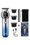 Professional Cordless Hair Clipper for Men, Electric Beard Trimmer, Barber Kit, KM-1852 Blue