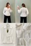 Women's White Double-Breasted Collar Waist Gathered Detailed Poplin Shirt (Slim Fit) - 3
