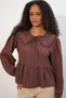 Women's Baby Collar Shirt Blouse 1463 - Brown - 4