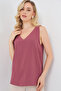 Women's V-Neck Zero Sleeve Blouse 1450 - D.Dried Rose - 4