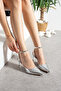 Silver Women's Heeled Shoes for Promise, Engagement, Wedding, Graduation (7cm) - 3