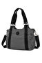 Daily Medium Size Waterproof Crinkle Fabric Women's Shoulder Bag Black/White - 2