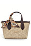 Brown, Straw Look, Scarf, Crossbody Strap, Minimalist, Hand & Shoulder Women's Bag - 3