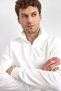 White Regular Fit High Collar Half-Zip Sweatshirt