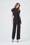 Women's Button Detailed Stand Collar Double Suit Black 31383 - 5