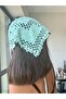 Crochet Bandana Turquoise Heart Patterned Hand Knitted - 3