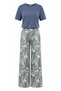Shawl Pattern Pants Blue Tshirt Women's Pajama Set - 4