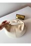 Women's Cream Knot Handle Soft Textured Handbag Modern Croissant Model - 2