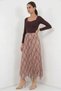Women's Square Collar Standard Asymmetrical Cut Pleated Chiffon Mink Skirt - 2