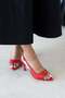 Diana Women's Heeled Leather Sandals Red - 2