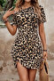 New Season Women's Short-Sleeved, Patterned, Short Jersey Dress with Straps on the Shoulders - 5