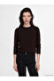 Brown Crew Neck Women's Knitwear Sweater - 4