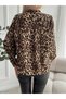 Women's Long Sleeve V-Neck Modal Leopard Print Blouse - 6