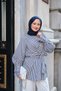 Women's Lace Detail Striped Shirt Blue - 4
