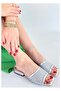 Women's Square Toe Stoned Strap Low Heel Mule Slippers - 2