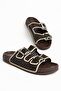 Betty Women's Brown-Beige Rubber Double Buckle Poly Sole Slippers - 2