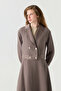 Double-Breasted Belt Detailed Flowing Brown Suit 1819 - 4