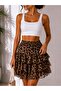 Bohem Style Patterned Chiffon Layered Mini Skirt - 3