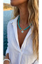 Blue Beaded White Enamel Evil Eye Bead Necklace Summer Beaded Necklace Blue Necklace - 2