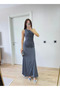 Sleeveless Shirred Long Dress - Smoked - 3