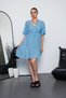 Batwing Sleeve V-Neck Polka Dot Patterned Mini Dress with Waist Tie Detail - 4