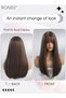 Long Straight Wig with Bangs for Women, Natural Soft Synthetic Heat Resistant Hair Wig for Wedding Cosplay Party Daily Wear, Brown, 60cm (24 inches) - 2