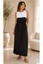 Women's Crew Neck Black and White Detailed Pocketed Long Viscose Dress - 4