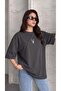 Women's oversize loose t-shirt deer smoked - 4
