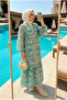 Women's Mediterranean-Inspired Floral Patterned Long Hijab Dress (Unlined) - 3