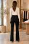 Spanish Flare Lycra Black Women's Jeans, Spanish Flare High Waist Women's Jeans - 3
