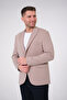 Men's Slim Fit Blazer Jacket Beige White Dotted - 5