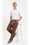 Men's Brown Linen Muslin Trousers Lightweight Fabric Comfortable Fit Baggy with Back Pockets