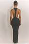 Nyomi Bird's Eye Detail Low-Cut Maxi Dress Lycra - 7