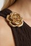 Premium - Tide Collection |   Brown One-Shoulder Women's Crop Blouse with Floral Accessories and Wrinkled Texture - 5