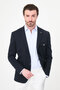 Straight Slim Fit Men's Jacket with Pockets and Snap Fasteners Navy Blue - 41498.26Y