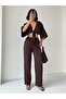 Crep Women's Muslin Tie-Back Blouse – Batwing Sleeve V-Neck 100% Cotton Crop Summer Blouse Brown - 6