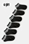 6 Pairs of Women's Black Striped Cotton Booties Socks - 2