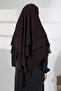 Hijab Chiffon Veil Three-Layer Short Souffle Khimar, Practical Hijab Shawl Triangle Cut - Brown - 8
