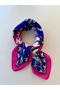 Pink Navy Blue Patterned Scarf Bandana Women's Clothing Accessory - 3