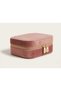 Jewelry Box Organizer Travel Case Necklace Ring Earring Organizer Velvet Pink 12Cmx8Cm - 3